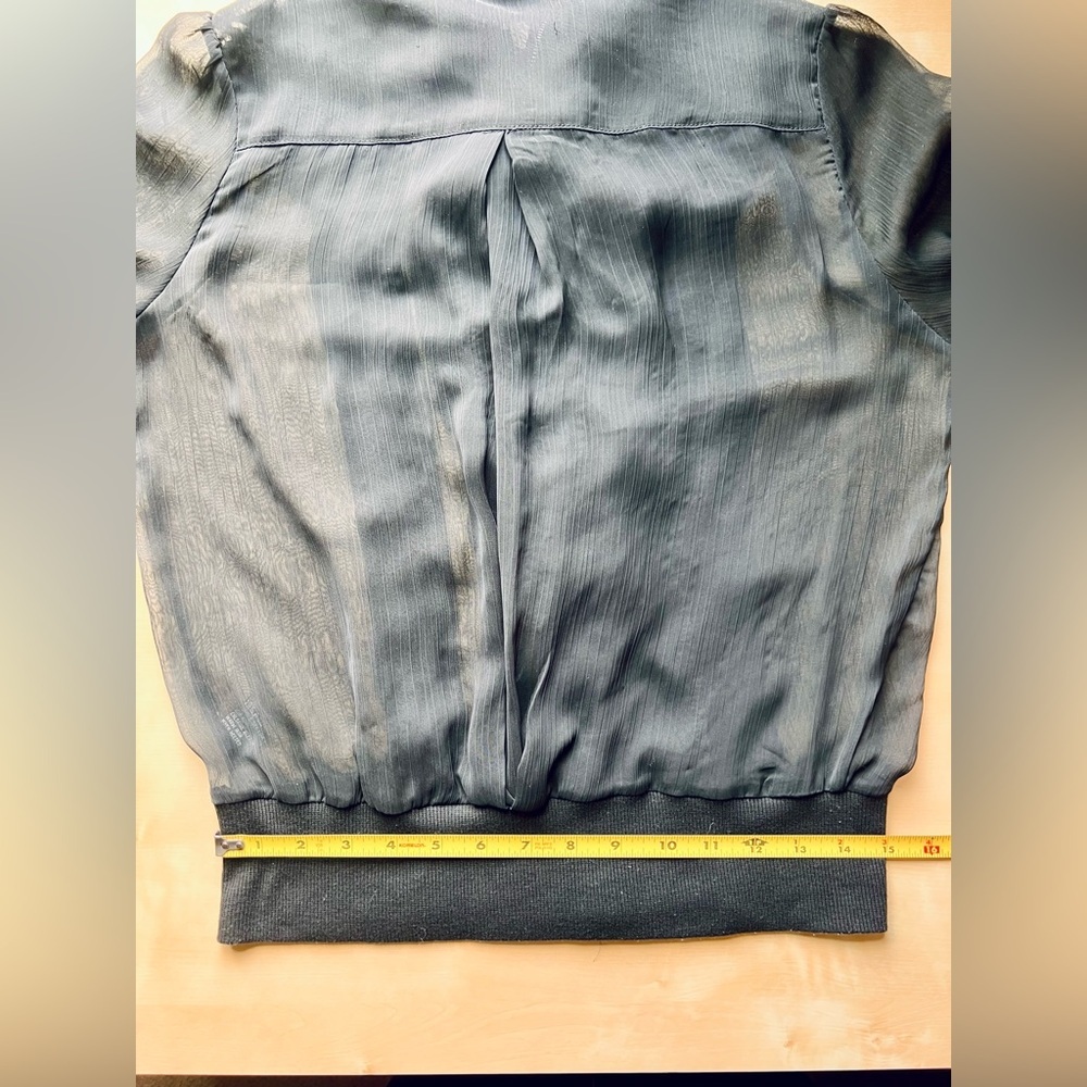 Black Sheer Ruffled Blouse size large - Picture 10 of 11